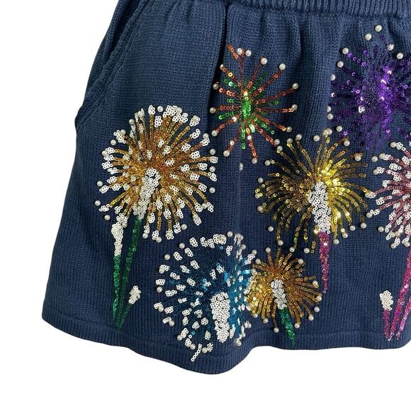 Queen of Sparkles Navy Blue Fireworks Knit Skirt Fourth of July Small - Picture 4 of 10